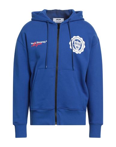 Msgm Man Sweatshirt Bright Blue Size M Cotton In Blue