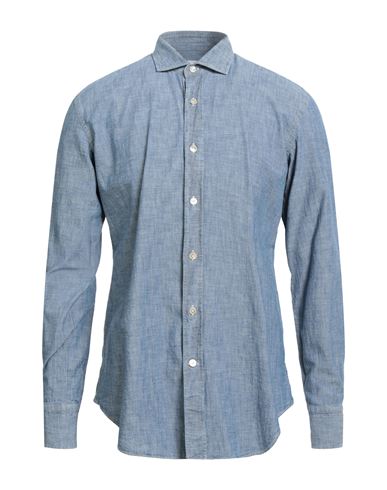 Eleventy Platinum Man Denim Shirt Blue Size 17 Cotton In Blue