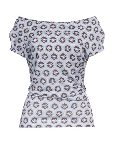Etro Woman Top Light Blue Size 8 Viscose