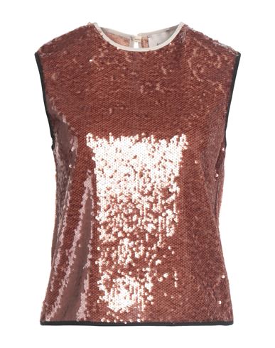 ALYSI ALYSI CHOCOLAT WOMAN TOP RUST SIZE 8 POLYESTER 
