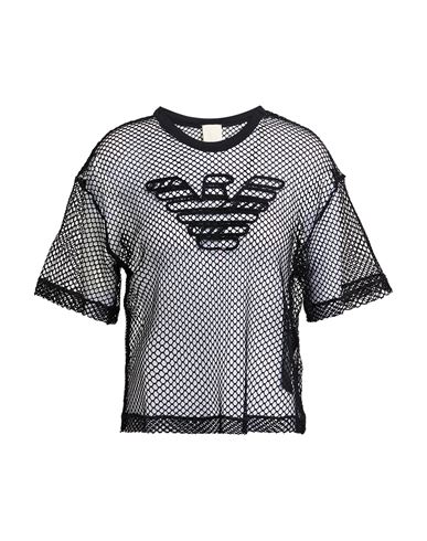 Emporio Armani Woman T-shirt Black Size 10 Polyester, Elastane, Modal, Cotton