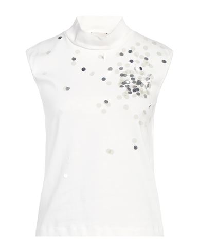 ALYSI ALYSI CHOCOLAT WOMAN T-SHIRT OFF WHITE SIZE M COTTON 