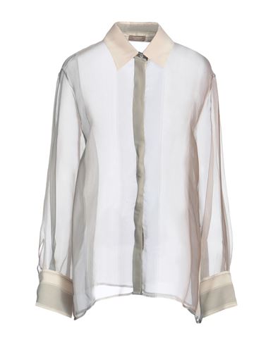 Peserico Woman Shirt Beige Size 16 Silk In White