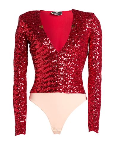 Elisabetta Franchi Woman Bodysuit Red Size 4 Polyester, Polyamide, Elastane
