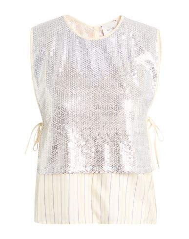 Alysi Crème Woman Top Silver Size 6 Polyester