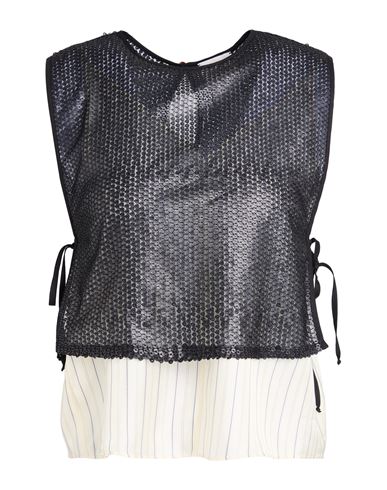 ALYSI ALYSI CRÈME WOMAN TOP BLACK SIZE 6 POLYESTER 
