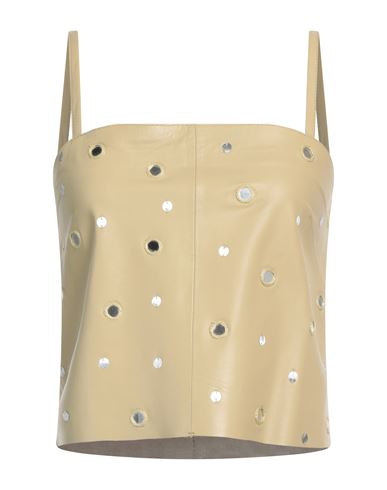 ALYSI ALYSI CRÈME WOMAN TOP SAGE GREEN SIZE 4 LEATHER 