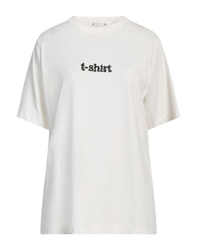 ALYSI ALYSI CRÈME WOMAN T-SHIRT WHITE SIZE L COTTON 