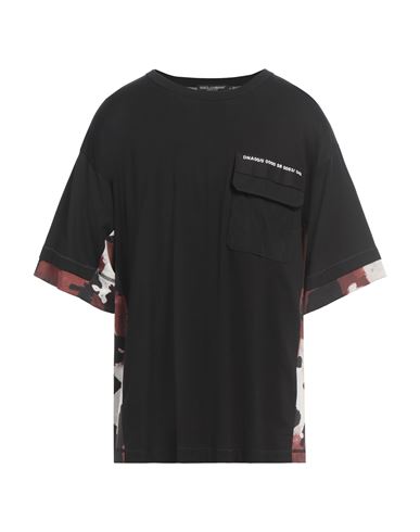 Dolce & Gabbana Man T-shirt Black Size L Cotton, Elastane, Viscose, Polyurethane In Black