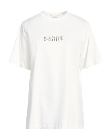ALYSI ALYSI CHOCOLAT WOMAN T-SHIRT WHITE SIZE M COTTON 