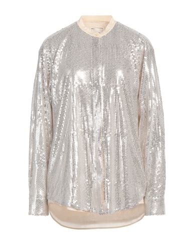 ALYSI ALYSI CRÈME WOMAN SHIRT SILVER SIZE 8 POLYESTER 
