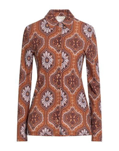 Siyu Woman Shirt Brown Size 10 Viscose, Polyamide