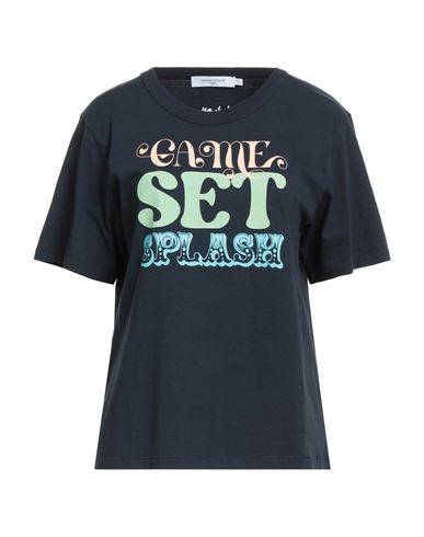 Maison Kitsuné Woman T-shirt Navy Size L Cotton