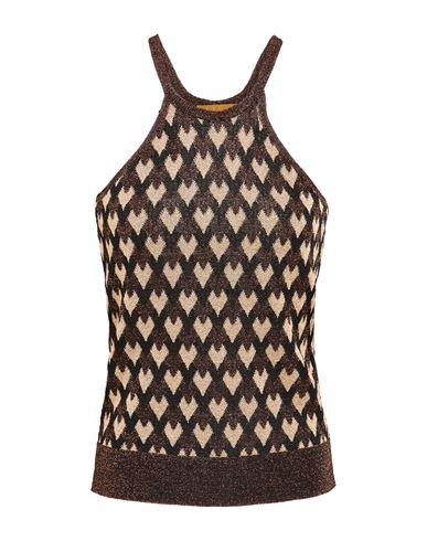 Siyu Woman Top Dark Brown Size 4 Viscose, Metallic Fiber