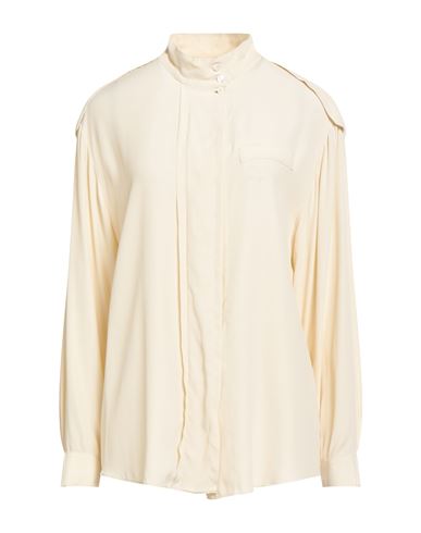 Ottod'ame Woman Shirt Beige Size 10 Acetate, Silk