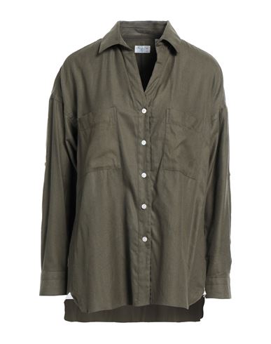 Finamore 1925 Woman Shirt Military Green Size 10 Cotton, Lyocell