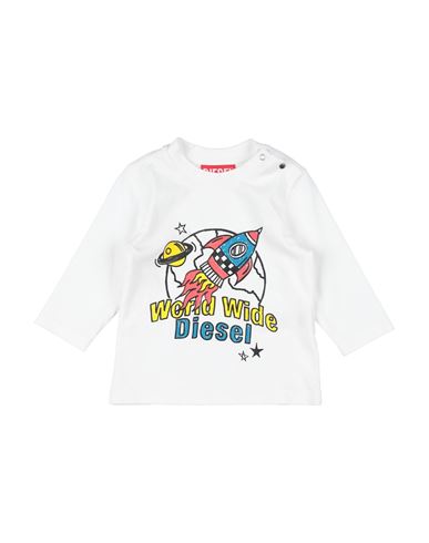 DIESEL DIESEL NEWBORN BOY T-SHIRT WHITE SIZE 3 COTTON, ELASTANE