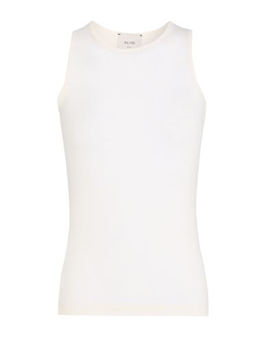 Alysi Woman Tank Top Cream Size 6 Viscose, Wool, Elastane