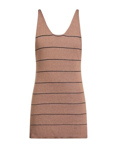 Messagerie Man Tank Top Brown Size S/m Linen, Viscose, Cotton In Brown