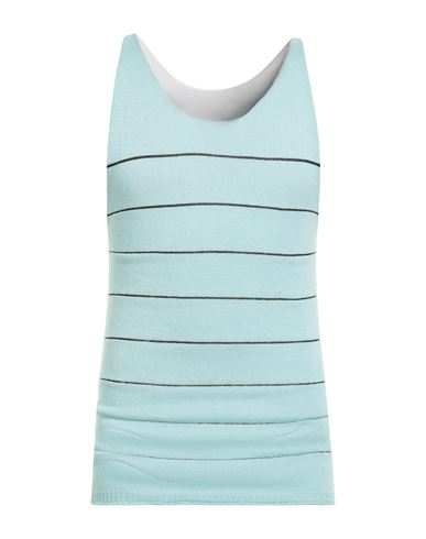Messagerie Man Tank Top Turquoise Size S/m Linen, Viscose, Cotton In Blue