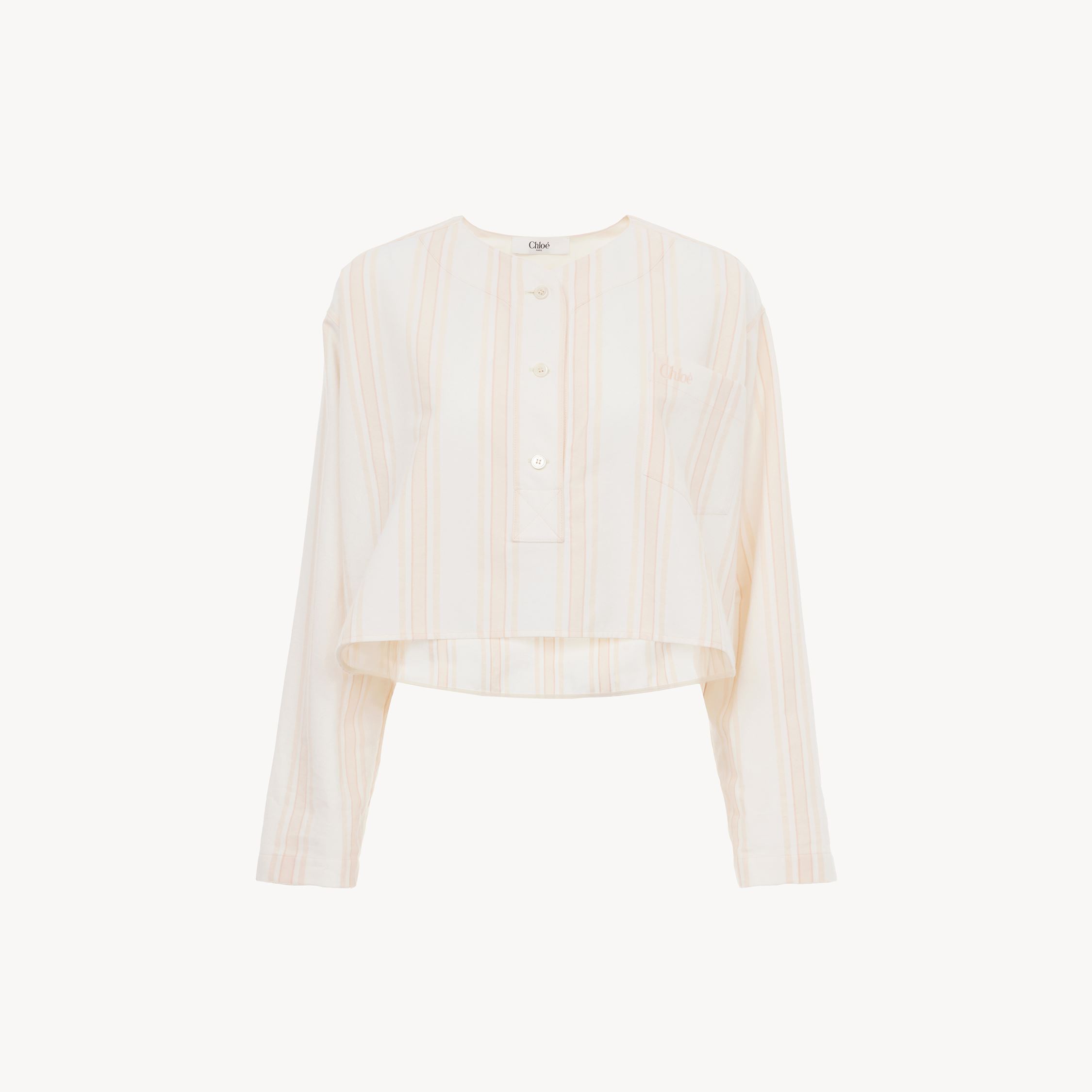 Chloé Long-sleeve Cropped Top In Cotton Pink Size 6 100% Cotton