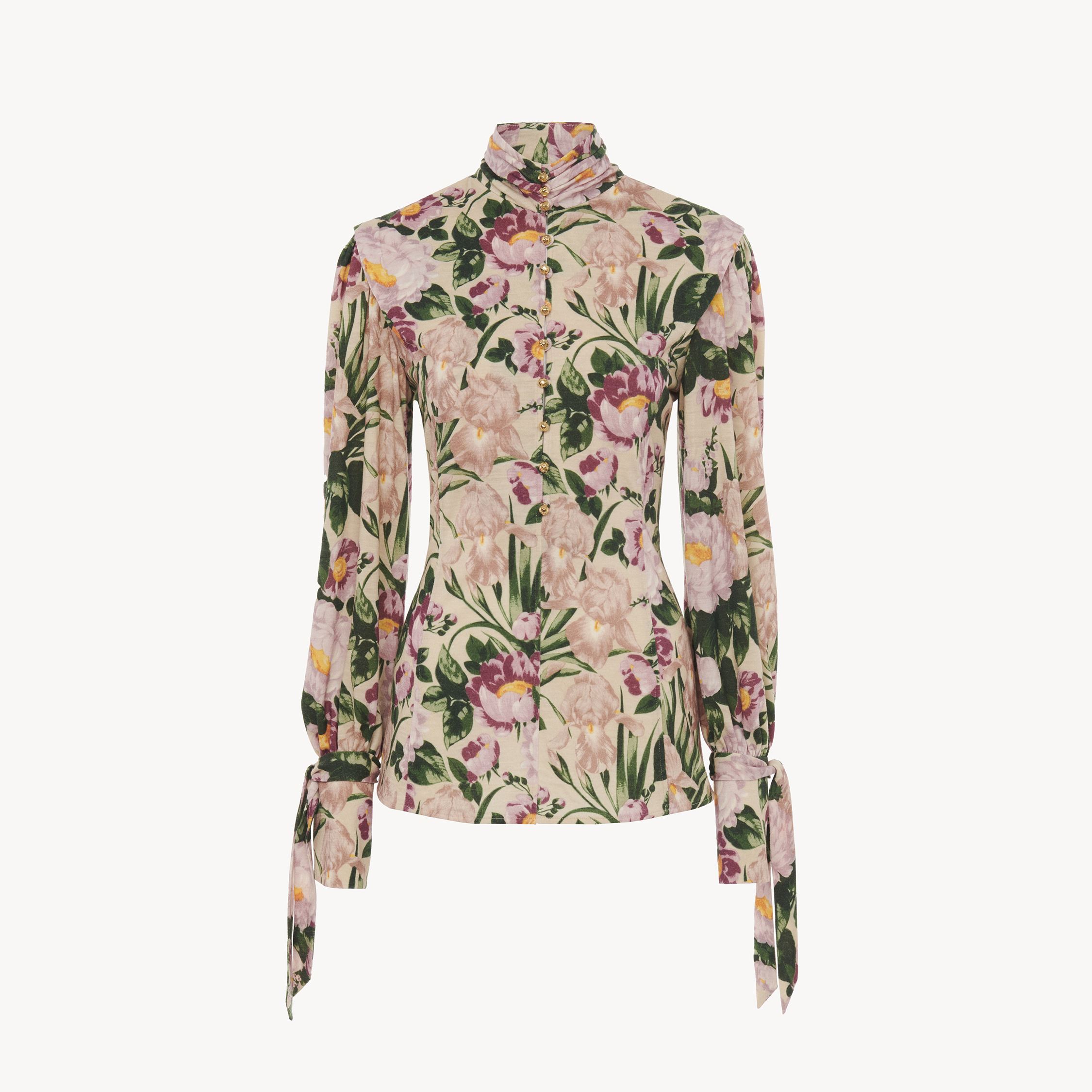 Chloé Floral Wool-jersey Top In Neutral