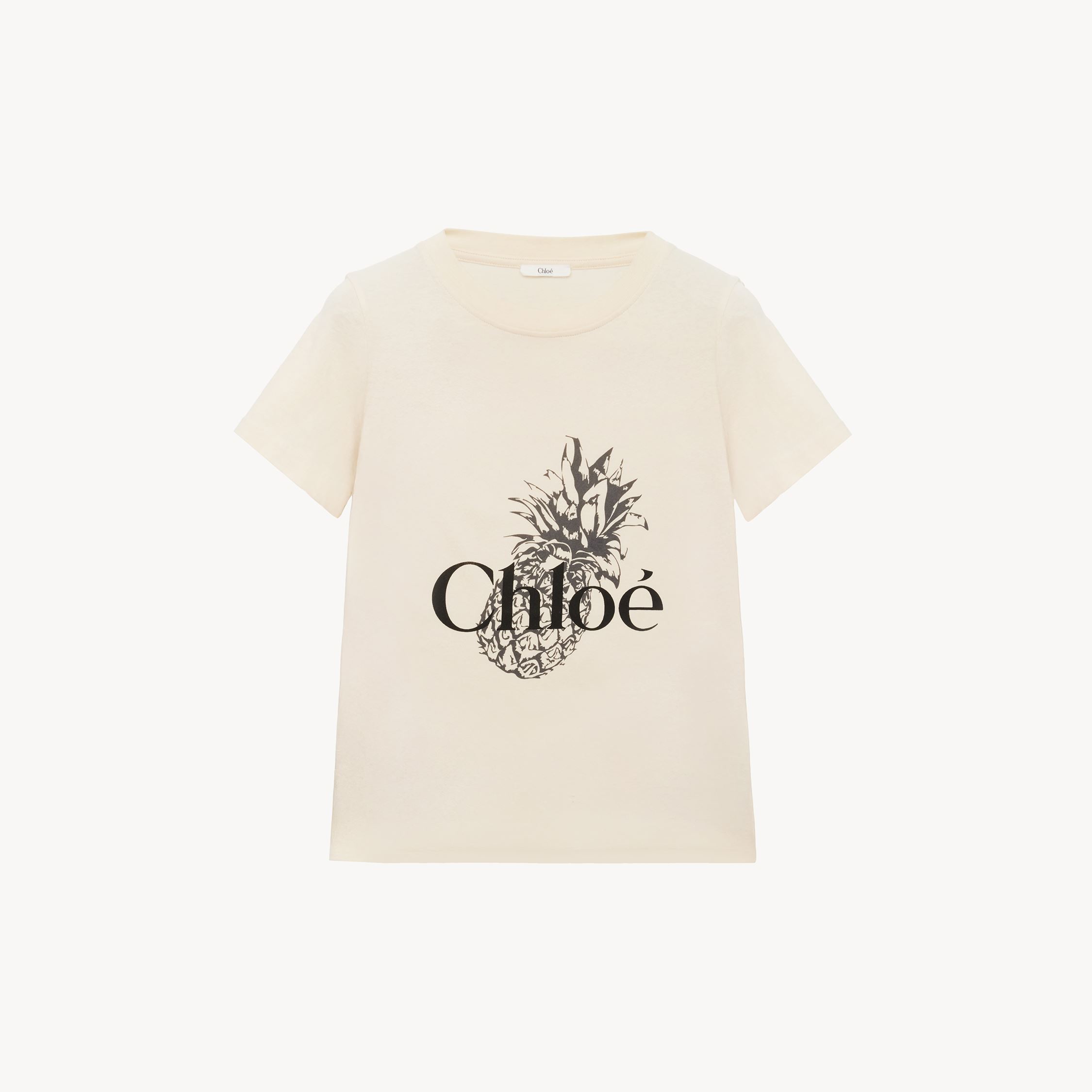 Chloé Pink Crewneck T-shirt With Maxi Logo Print On The Front In Cotton Woman