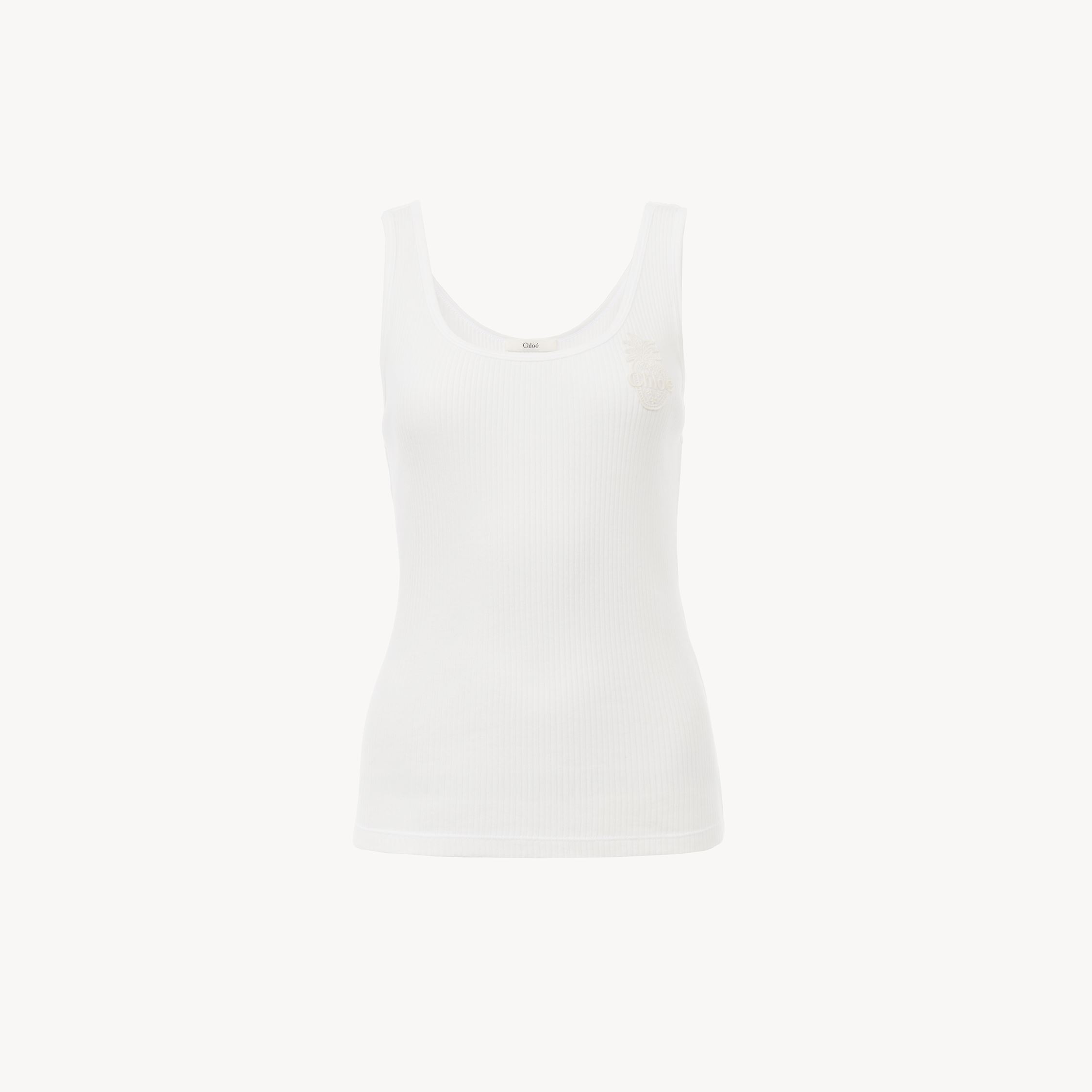 Chloé Ribbed Jersey Top In White