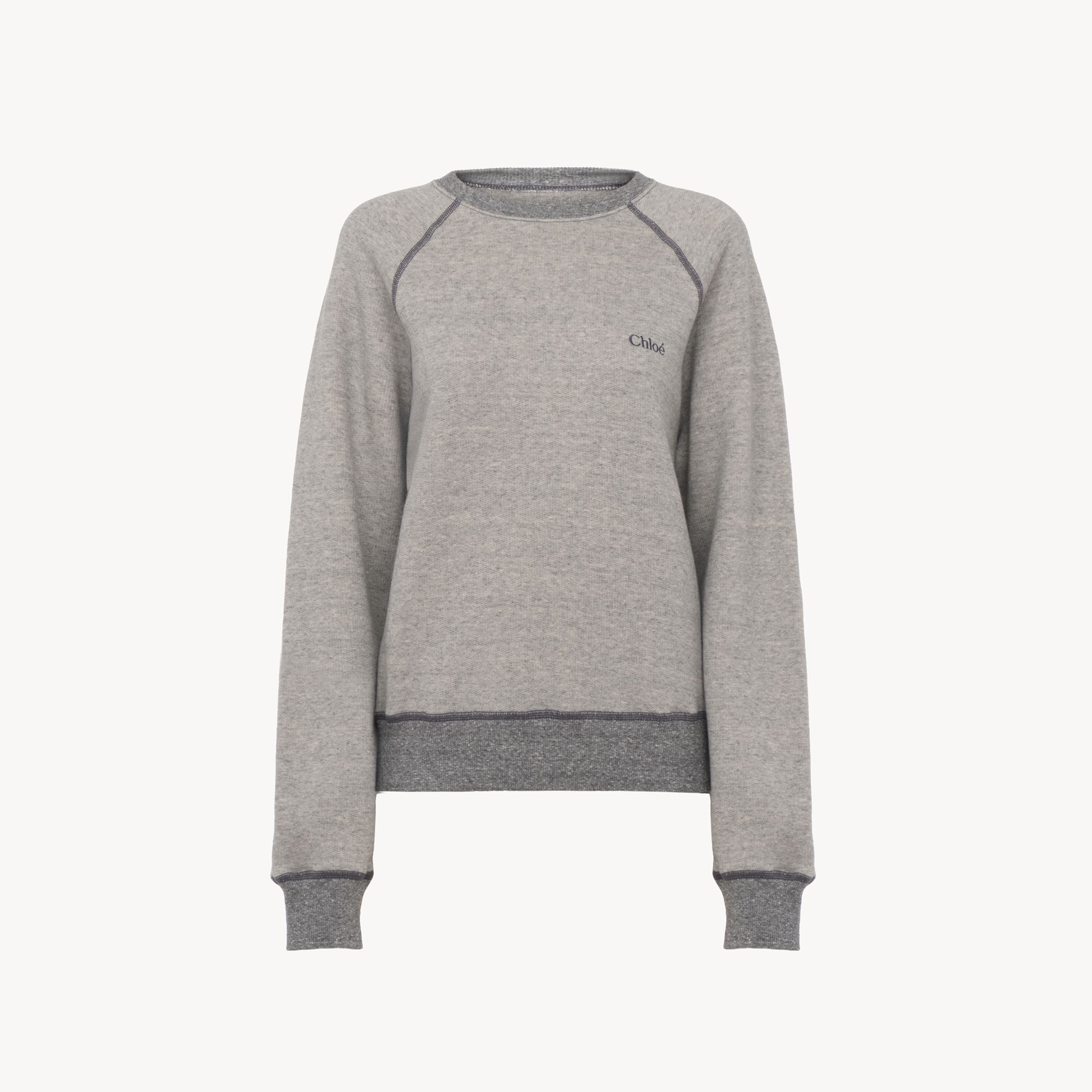 Chloé Sweat En Molleton De Coton Mélangé À Logo Femme Gris Taille L 85% Coton, 15% Lyocell