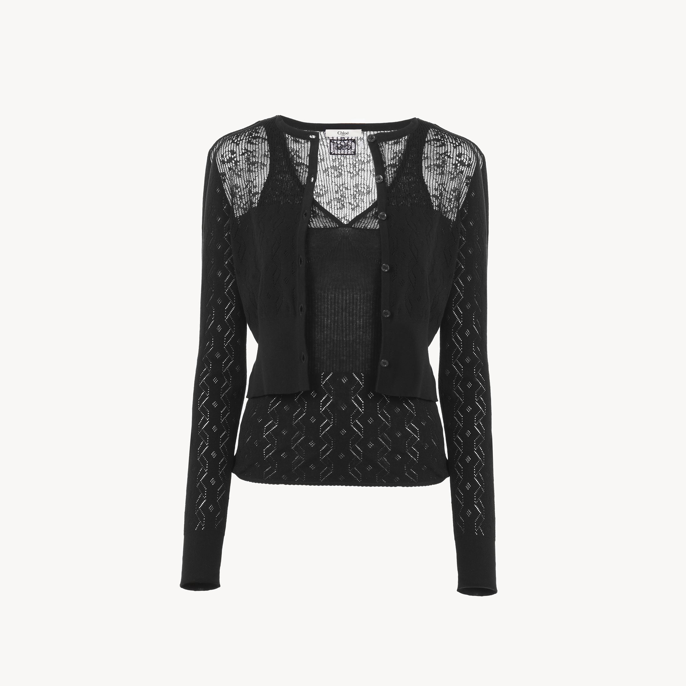 Chloé Twin Set In Cotton Knit Black Size S 100% Cotton, Pinctada Maxima, Farmed, Coo Australia In Black