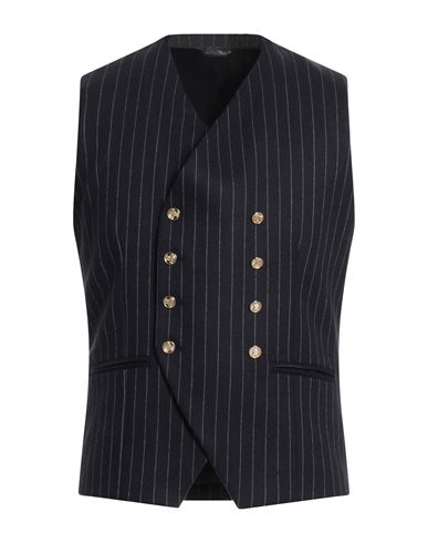 Grey Daniele Alessandrini Man Tailored Vest Midnight Blue Size 44 Polyester, Viscose, Elastane In Blue