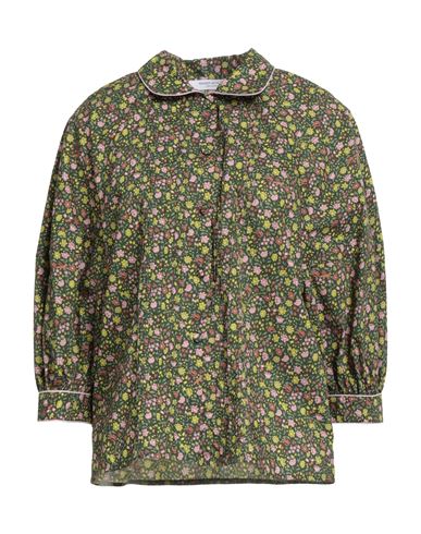 MAISON KITSUNÉ MAISON KITSUNÉ WOMAN SHIRT DARK GREEN SIZE 10 COTTON 