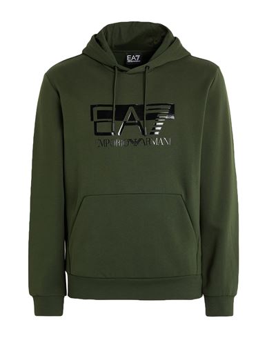Ea7 Man Sweatshirt Military Green Size Xxl Cotton, Polyester, Elastane In Green