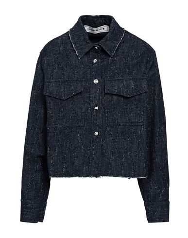 Shirtaporter Woman Denim Shirt Blue Size 10 Cotton, Wool, Polyamide, Polyester
