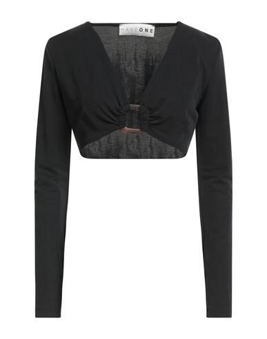 HAVEONE HAVEONE WOMAN TOP BLACK SIZE M MODAL, POLYAMIDE, POLYESTER 