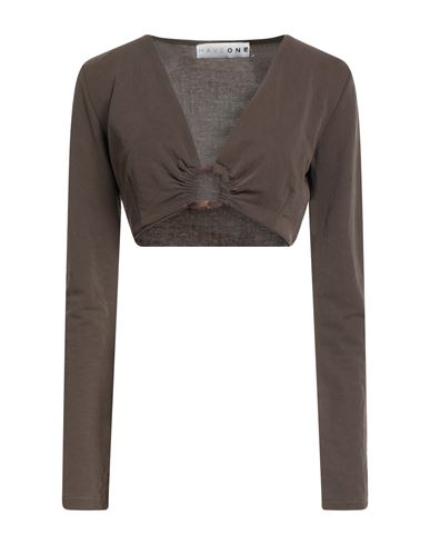 Haveone Woman Top Brown Size M Modal, Polyamide, Polyester In Green