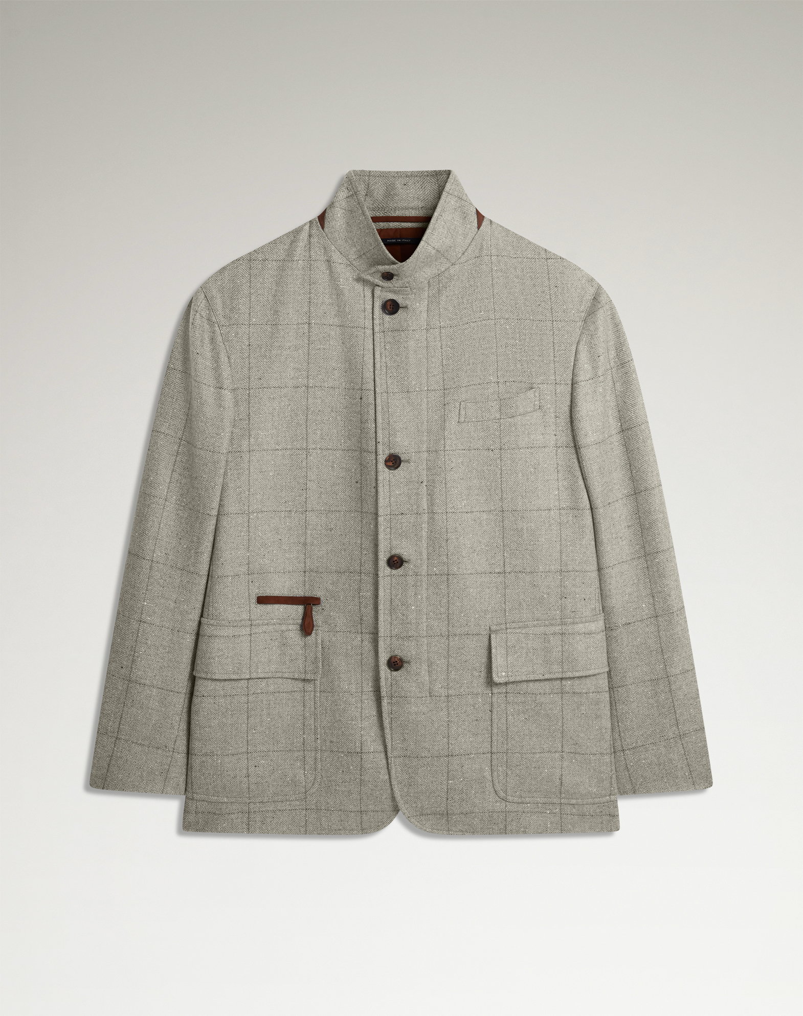 Dunhill Wool Silk Herringbone With Windowpane Check Bourdon Jacket In Gray