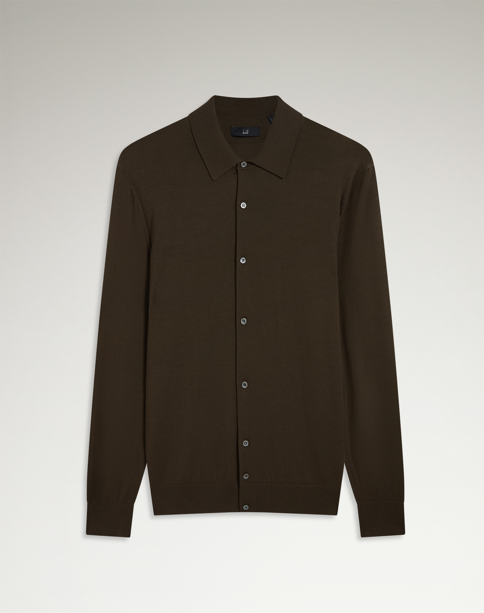 Dunhill Superfine Virgin Merino Wool Long Sleeve Shirt In Green