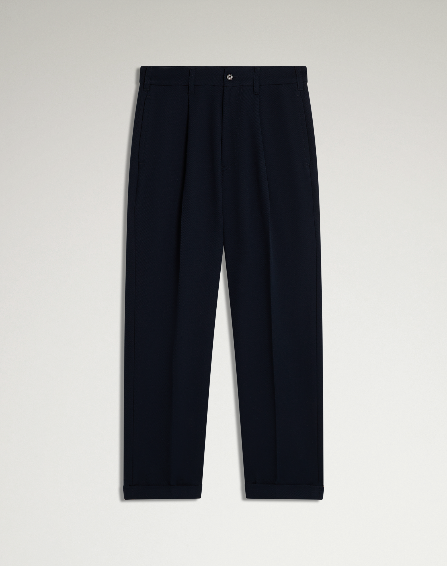Dunhill Cotton Wool Mohair Drill Single Pleat Tapered Chinos In Blue