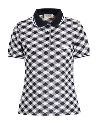Maison Kitsuné Woman Polo Shirt Black Size M Viscose, Polyester, Linen