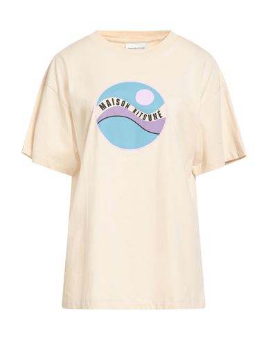 Maison Kitsuné Woman T-shirt Beige Size L Cotton