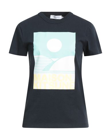 Maison Kitsuné Woman T-shirt Navy Size L Cotton