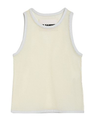 Jil Sander Man Tank Top Cream Size L Polyester, Leather