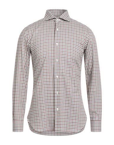 Barba Napoli Man Shirt Brown Size 15 ¾ Cotton In Gray