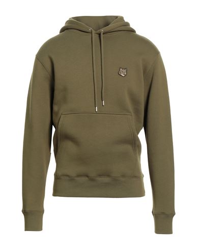 Maison Kitsuné Man Sweatshirt Military Green Size L Cotton In Black