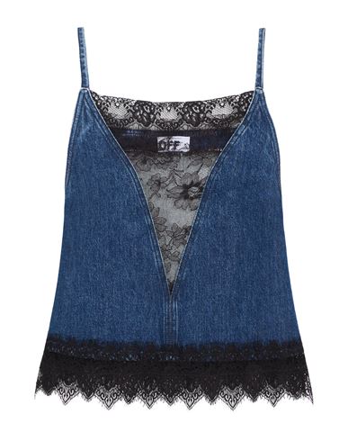 Off-white Woman Top Blue Size 4 Cotton, Polyamide