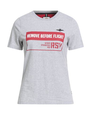 Aeronautica Militare Woman T-shirt Light Grey Size S Cotton, Elastane