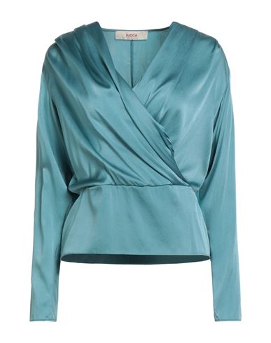 Jucca Woman Top Turquoise Size 12 Silk, Elastane In Blue