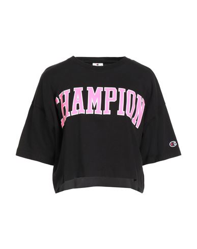 Champion Woman T-shirt Black Size L Cotton In Black