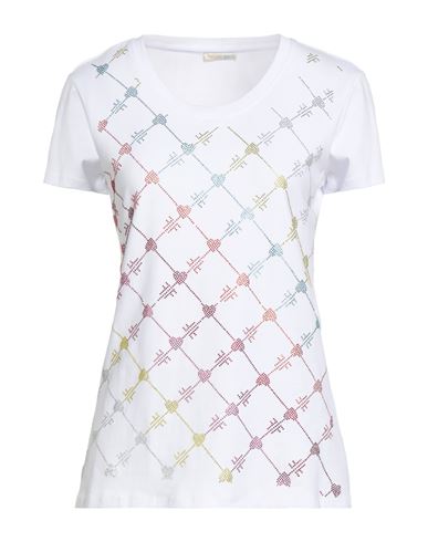 Fracomina Jeans Woman T-shirt White Size M Cotton, Elastane In White